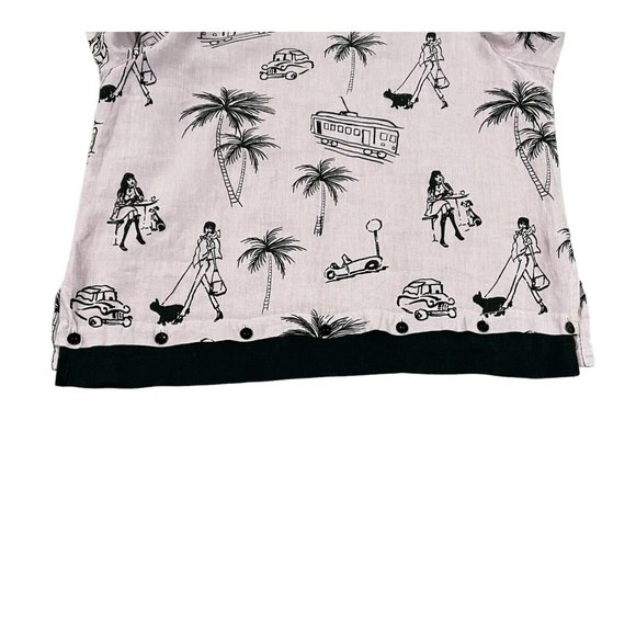 Vintage FC Fleece Chemise 100% Linen Blouse Top Women Size M/fun Print Made USA - Picture 14 of 16